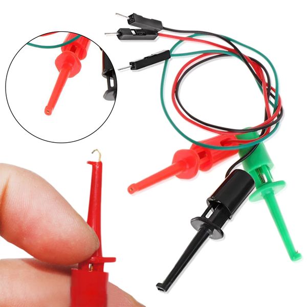 Accessori per parti dello strumento 3 pezzi Kit di sonde a clip per tester a transistor con clip di prova a gancio elettrico con testa maschio DuPont Line