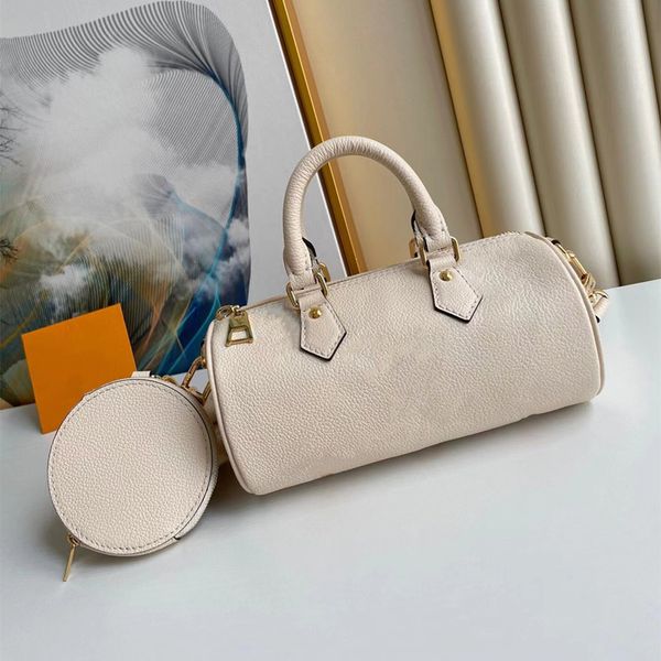 7A New Top Luxury Designer Bags Senhoras Marca Gradiente Imprimir Letras Boston Ombro Messenger Bag Clássico Moda Original Em Relevo Couro Torta Redonda