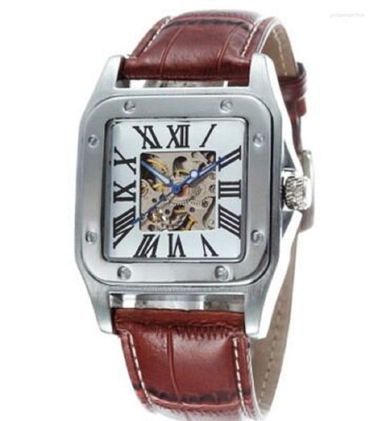 Montre pour hommes européenne et américaine personnalité loisirs creux carré automatique montres mécaniques