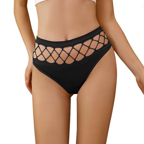 

high waist women seamless panties thongs female hollow out transparent g-string girl elasticity intimates lingire, Black;pink