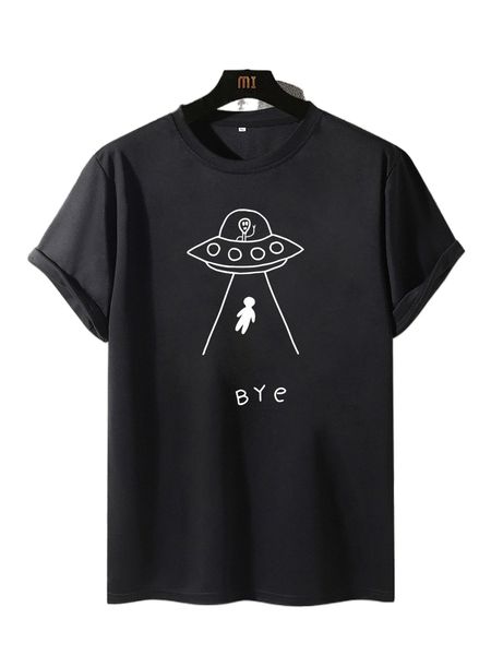 

men ufo & letter graphic tee 83xo#, White;black
