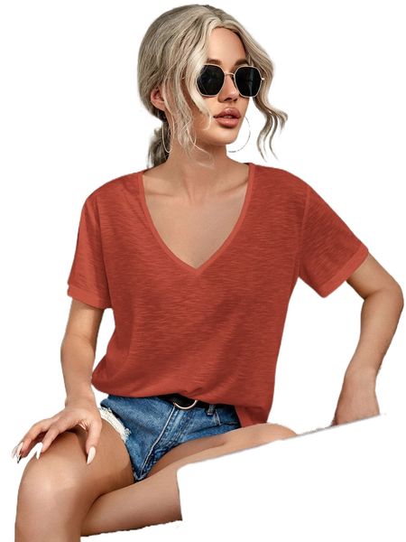 

solid v-neck tee m8ml#, White