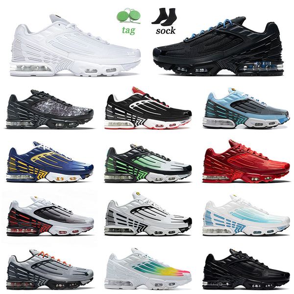 

2022 arrival tuned plus iii tn 3 cushion running shoes triple black white size 12 crater crimson red neon tiger obsidian trainers sneakers 3, White;red