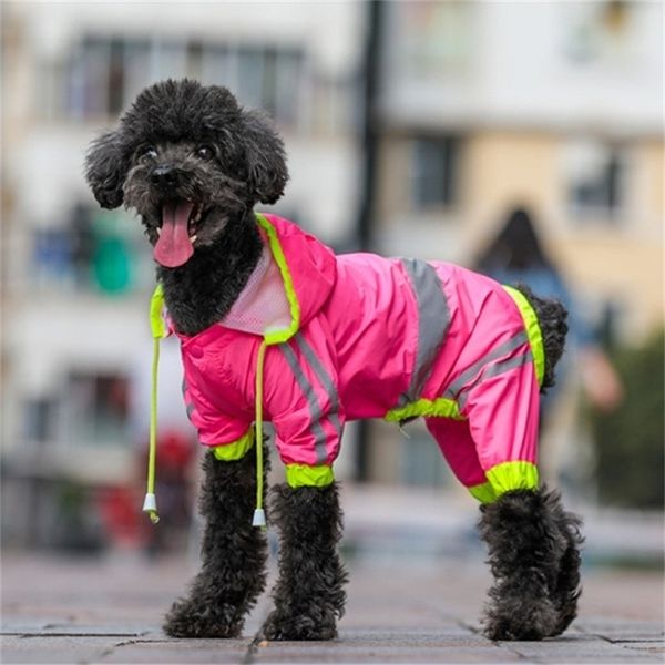 Casaco de chuva para cães para pequenos Médios São Impermeável Roupa de Puppy Reflutive Spring Spring Pet Gumpsuit geral Y200324