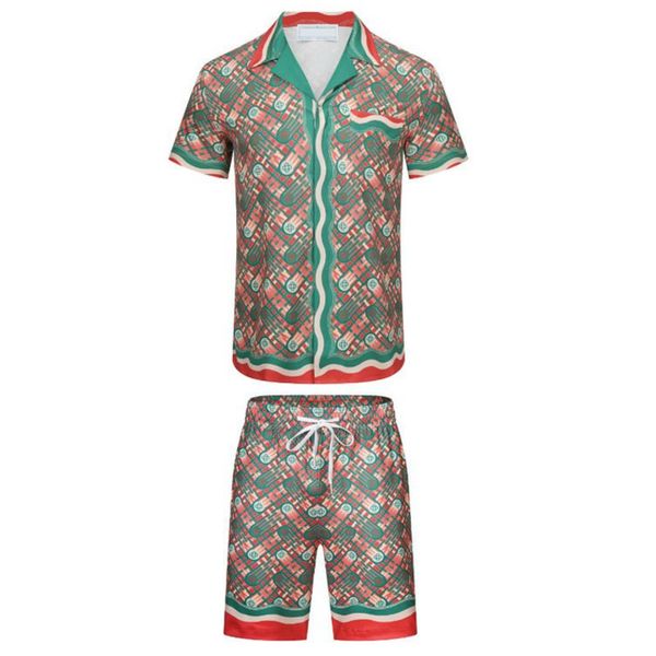 

casablanc casual shirt shorts men suit beach casual short sleeve shirts pants two piece set g66, White;black