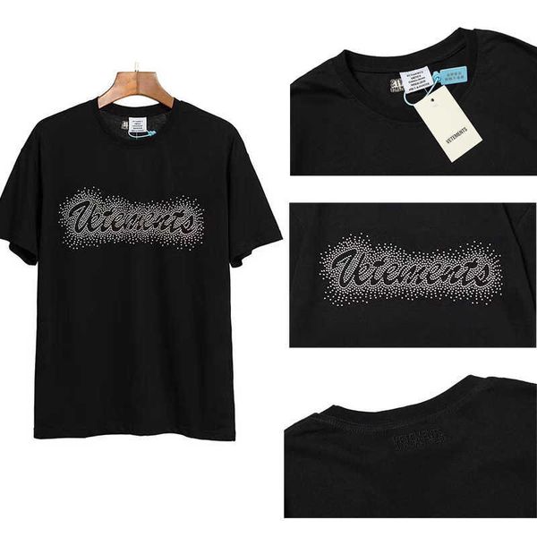 

men women summer loose vetements t shirt hip hop silver rivets vtm short sleeve 2020 new cotton embroidery vetements t-shirt, White;black