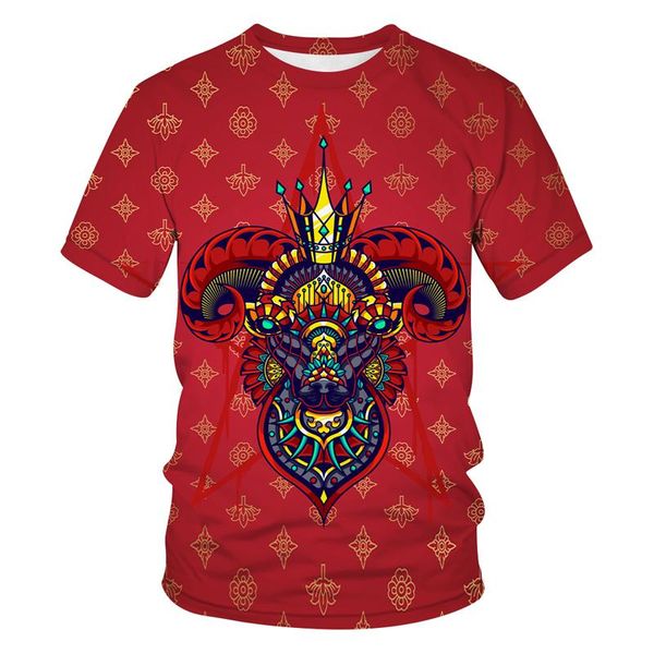 Camisetas masculinas Industrial Metal Wind Crown Bull Graphic Men/Women Women Printing Round Round pescoço curto-manga curta