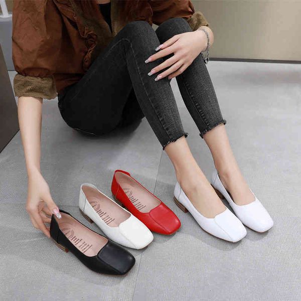 

dress shoes leather work shoes women's middle heel soft sole mother's square toe leather professional shallow dd0a, Black