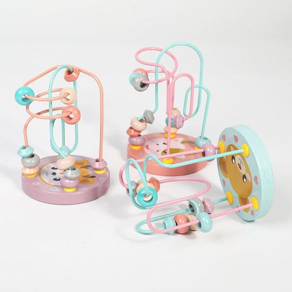 Baby Sensorische Montessori Pädagogische Blöcke Mathe Spielzeug Holz Mini Kreise Bead Draht Labyrinth Achterbahn Abakus Puzzle Spielzeug Für Kinder Jungen mädchen Geschenk
