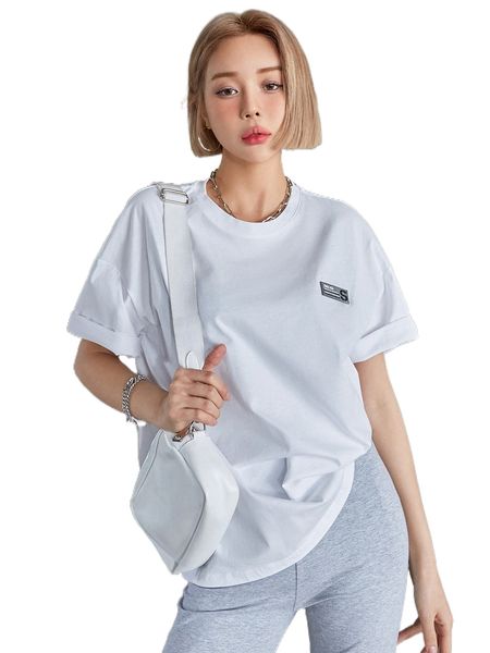 

dazy s.logan graphic letter p.atched d.rop s.houlder tee u5qr#, White