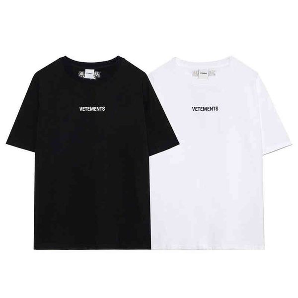 

trendy vetements letter print loose short sleeve t-shirt men's and women's versatile, White;black