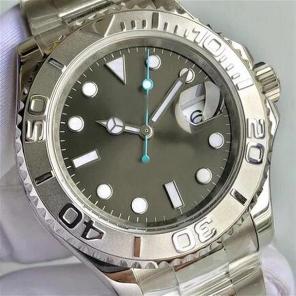 

classic fashion u1 waterproof 30m automatic machine movement yatch master ii gray dial men watch 316 stainless band2781, Slivery;brown