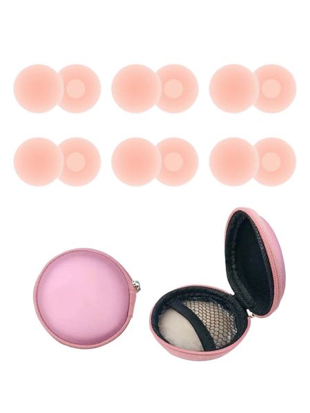 

6pairs silicone nipple cover with storage box z0je#, Black;red