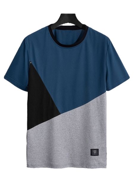 

men patch detail colorblock tee d8w7#, White;black