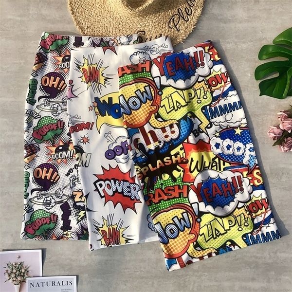 

women skirts cartoon printing high waist pencil skirts graffitic funny bodycon cotton skirts streewear y200326, Black