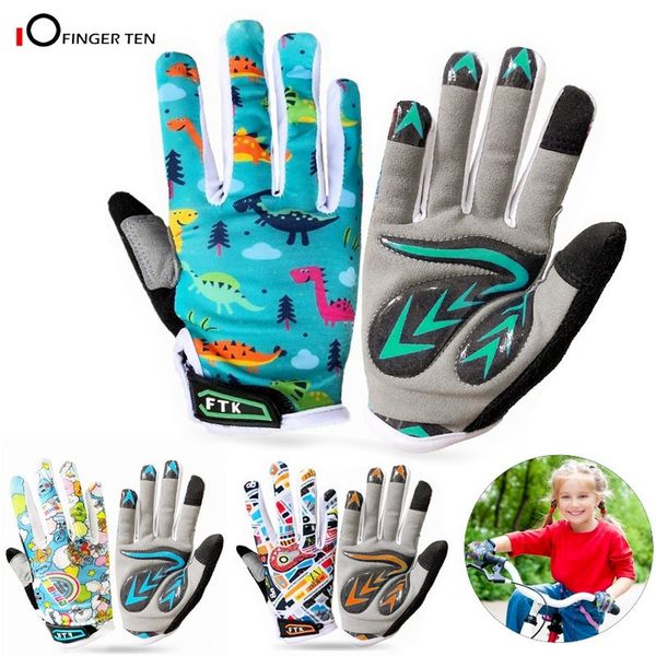 

colorful non slip bicycle gloves for kids full finger gel padding cycling glove outdoor sport road mountain bike age 2 11 220812, Blue;gray
