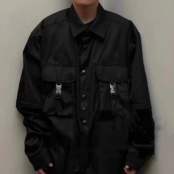 

designer tide brand p22 spring summer men's shirt removable long sleeve couple work jacket long short sleeve casual cardigan, White;black