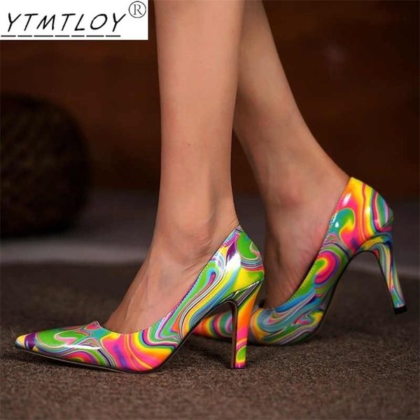 

satin stiletto abstract printing classic pointed toe ladies high heels shoes 220804, Black
