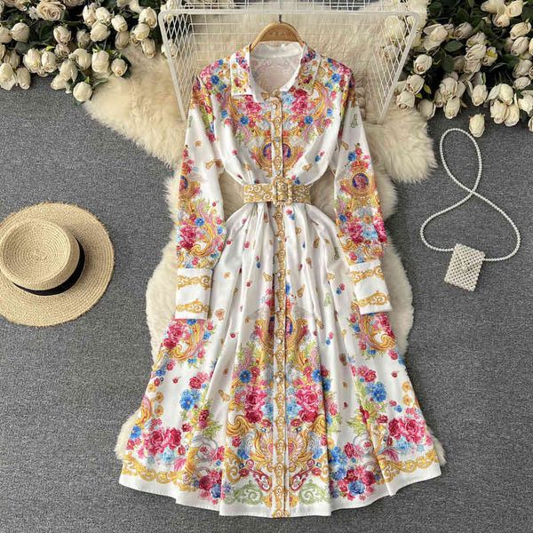 

casual dresses court style printed dress women's lace up slim long temperament celebrity skirt ifmq, Black;gray