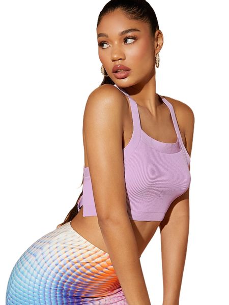 

crisscross tie back ribbed knit r92t#, White;black