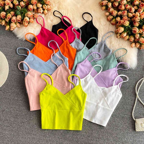 

women's tanks camis v-neck suspender vest for women in the summer of 2022 wearing a beautiful back pure desire girls' short slim s, White