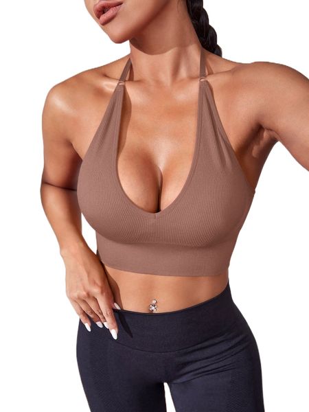 

backless crop sports bra g3dh#, Gray