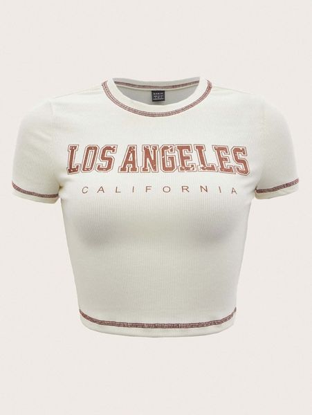 

letter graphic stitching tee 40vb#, White