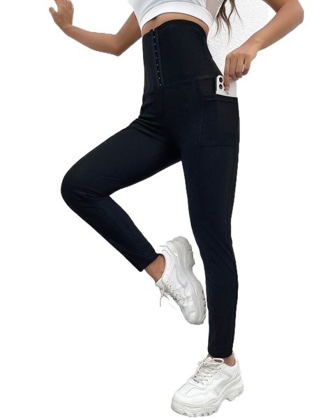 

hook and eye leggings with phone pocket 941s#, White;black