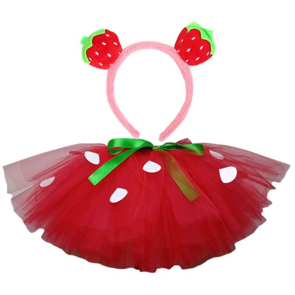 Meninas Morango Tutu Traje Fluffy Bebê Tutu Saia Para Festa De Aniversário Dança Saia Crianças Roupa 1-14 Anos Crianças Roupas 220423