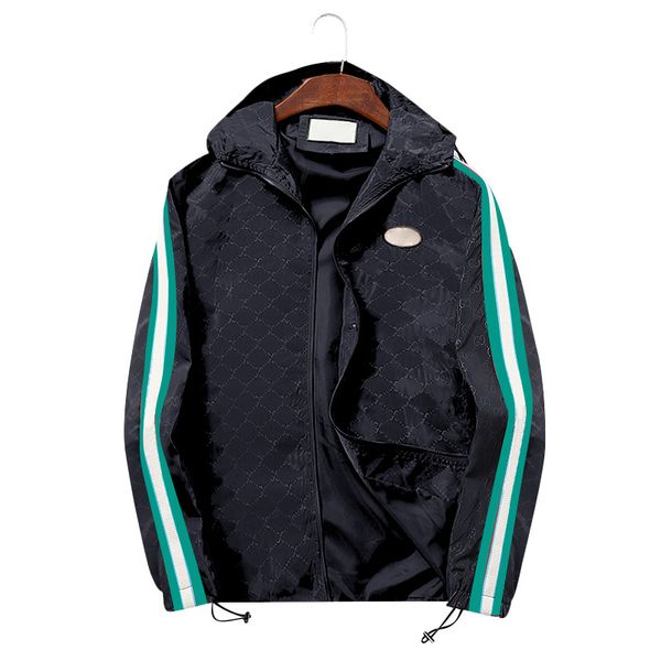 

22aw mens casual jackets designer loose jacket man fashion patchwork stripes winderbreak womans full print street style hooded coat m-3xl, Black;brown