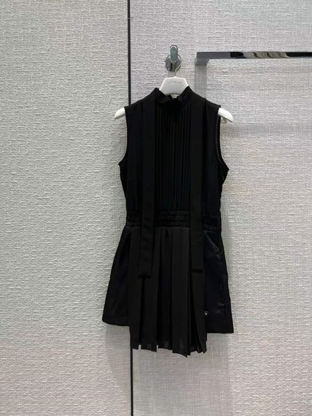 

milan runway jumpsuits 2022 summer autumn stand collar panelled women's designer dress brand same style rompers 0614-17, Black;white