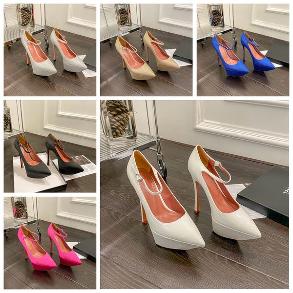 

2022 15cm fame platform pump dress shoes crystal pumps diamond ankle straps sandals shine luxury designer high heels silk nods women amina m, Black