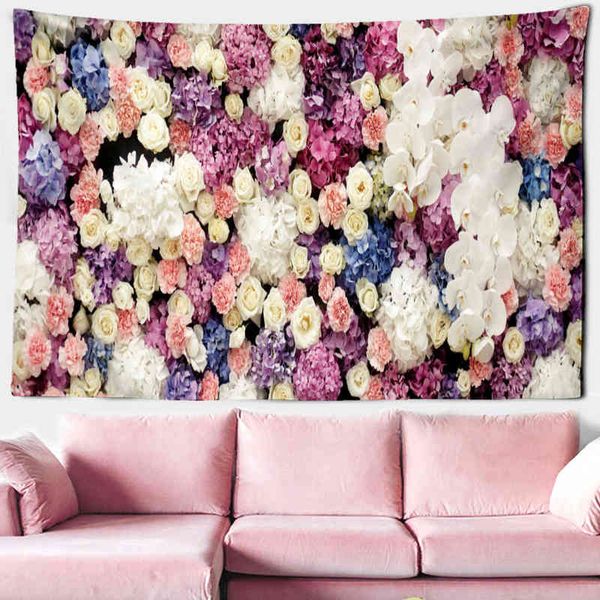 Böhmischer Blumenteppich, Wandbehang, botanischer himmlischer Wandteppich, Hippie-Teppiche, Wohnheimdekoration, J220804