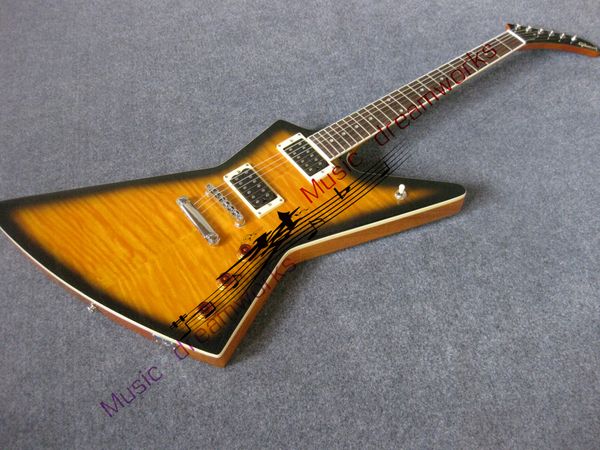 

yellow tiger pattern e six string electric guitar we can customize various guitars