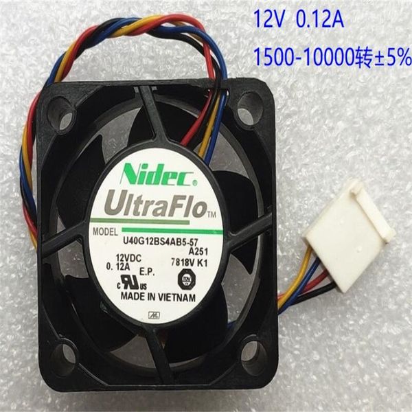 NIDEC 4020 4CM U40G12BS4AB5-57 12V 0.12A Ventola a doppia sfera PWM a 4 fili