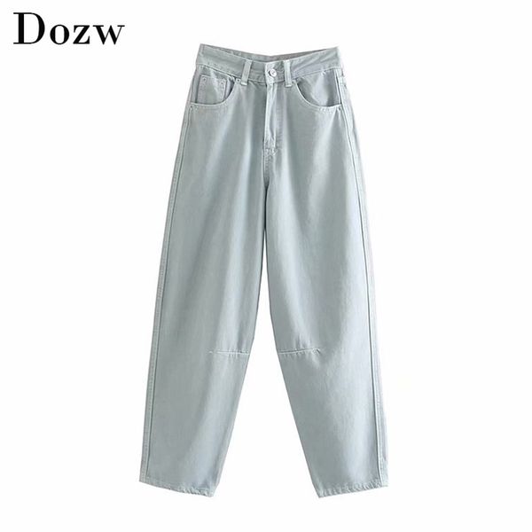 

vintage denim women jeans casual harem pants scratched bottoms fashion loose trousers streewear high waist mom 210515, Blue