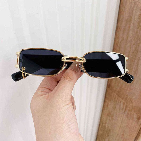 

womens sunglasses trending luxury brand square men glasses vintage metal black lenses outdoor travel driving decorative glasses y220410, White;black