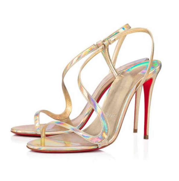 

sandals summer ladies sandals high-heeled red-soled shoes rosalie strass 100 mm leather s-shaped thin belt with s direct -soledsshoess 07mg, Black