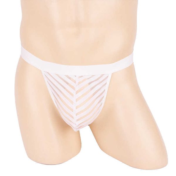 

2022 adultshop yezimei underwear t-shaped pants men' horizontal stripe transparent mesh perspective t-pants, Red;black