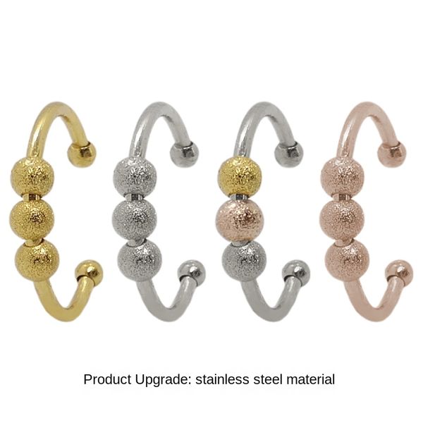 

cross-border new product rotatable ball ring anxiety decompression open ring, Silver