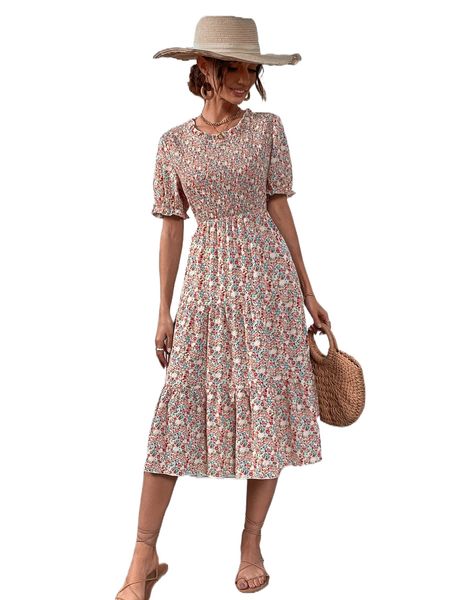 

floral print ruffle hem dress o5we#, Black;gray