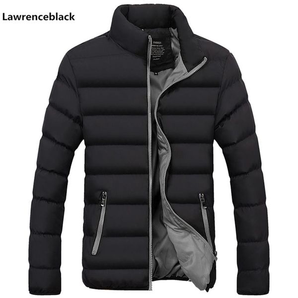 

with gift men parka cotton padded winter jacket coat mens warm jacket solid color zipper thick coat men down parka 1921 cx200231i, Black