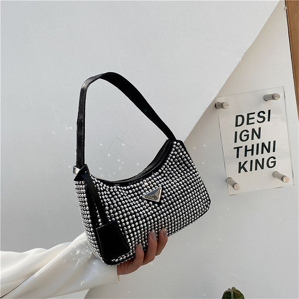 

40% off 2022 trendy s hand spring new underarm fashion one shoulder bag with diamond zipper tote bag