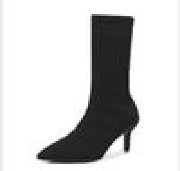 

new fashion pointed suede set of solid color boots women's boots6977774, Black