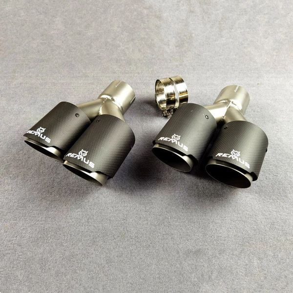 

1 pair left and right remus universal muffler pipe matte carbon fiber tailtip pipes auto muffler car double exhaust system