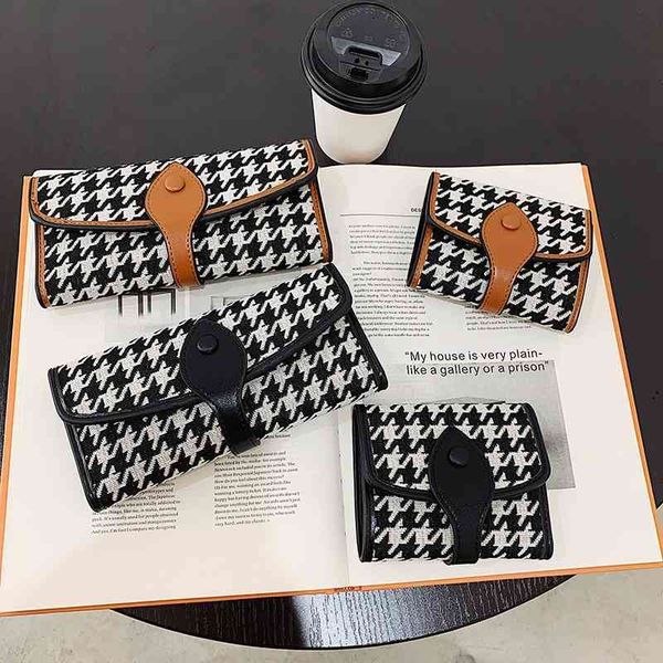 

wallets bags handbags thousand bird canvas wallet women's short multi card pocket change clip color contrast folding buckle long handba, Red;black