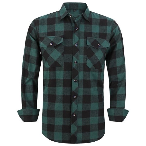 

men's plaid flannel shirt spring autumn male regular fit casual long-sleeved shirts for (usa size s  l xl 2xl) 220323, White;black