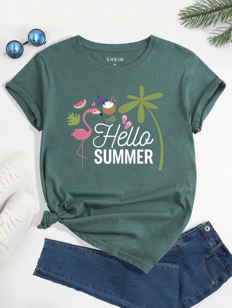 

flamingo & letter graphic tee j3qv#, White