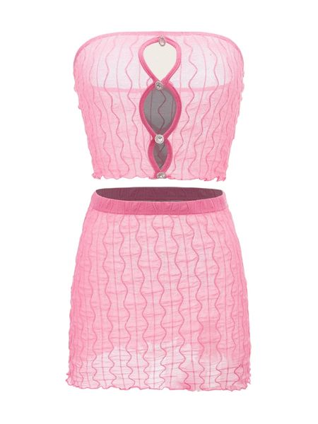 

textured cut out rhinestone lettuce trim tube & skirt n65o#, White