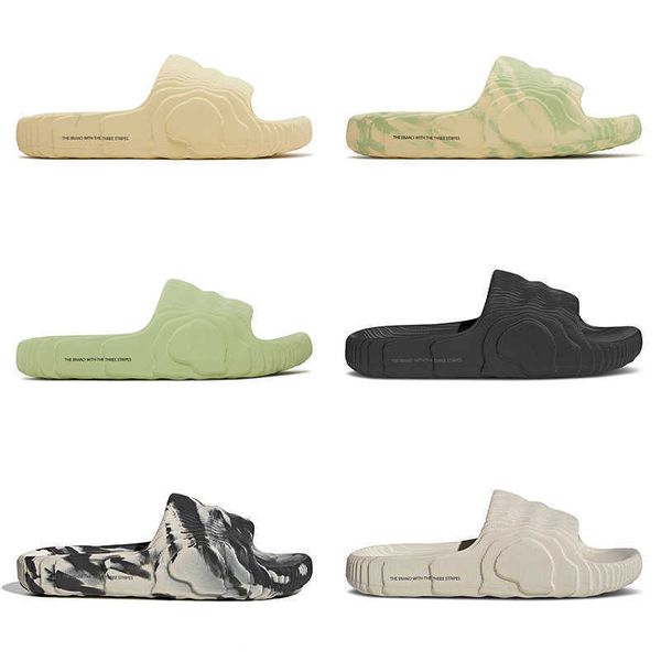 

2022 men women adilette 22 slides designer slippers magic lime desert sand sandals slipper green glow orange back grey beach shoes outdoor, Black
